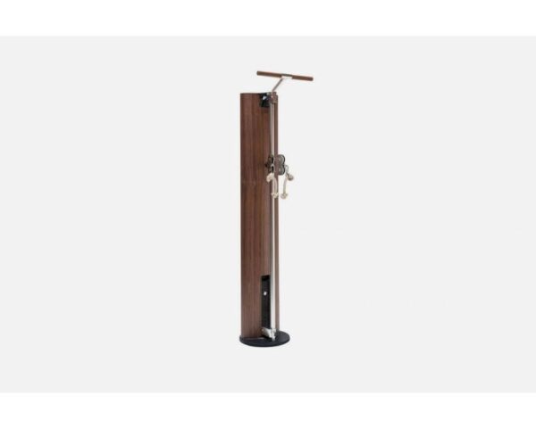 Poulie d'entraînement SlimBeam en noyer gris, élégante et compacte, idéale pour un usage sportif et design dans les espaces modernes.